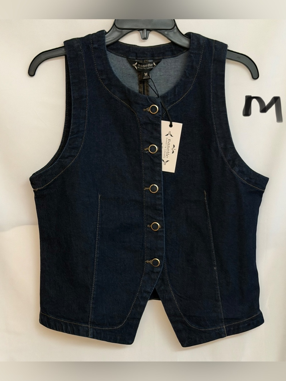Nannette Dark Indigo Denim Vest - Picture 1 of 3